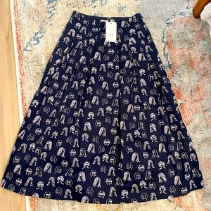 Boden A Line Skirt: Side Zip, “Scribbled Faces” Print